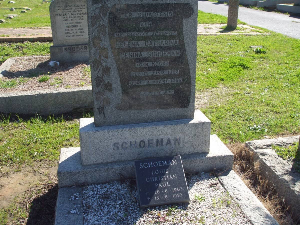 SCHOEMAN Louis Christian Paul 1903-1992 &amp; Helena Catharina Gesina KOCK 1902-1955