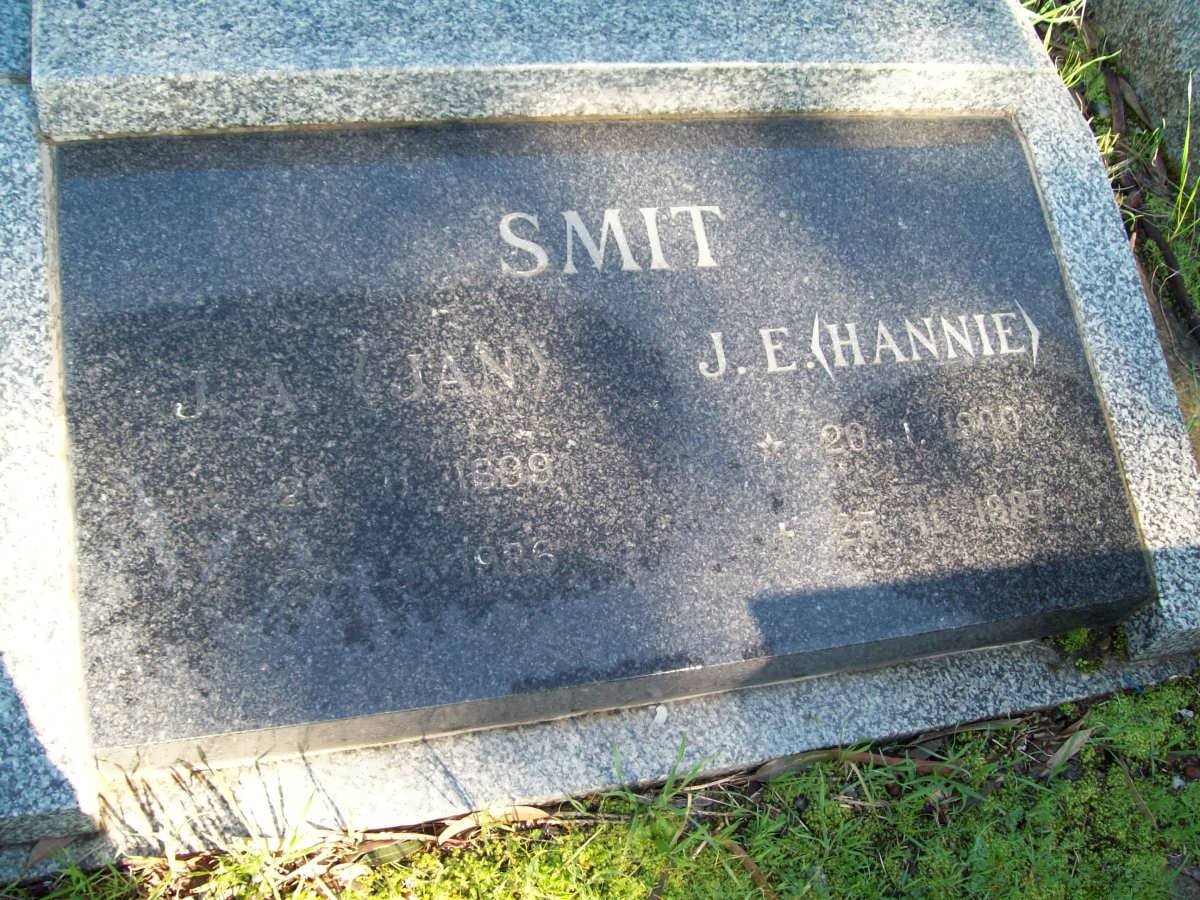 SMIT J.A. 1899-1986 &amp; J.E. 1900-1987