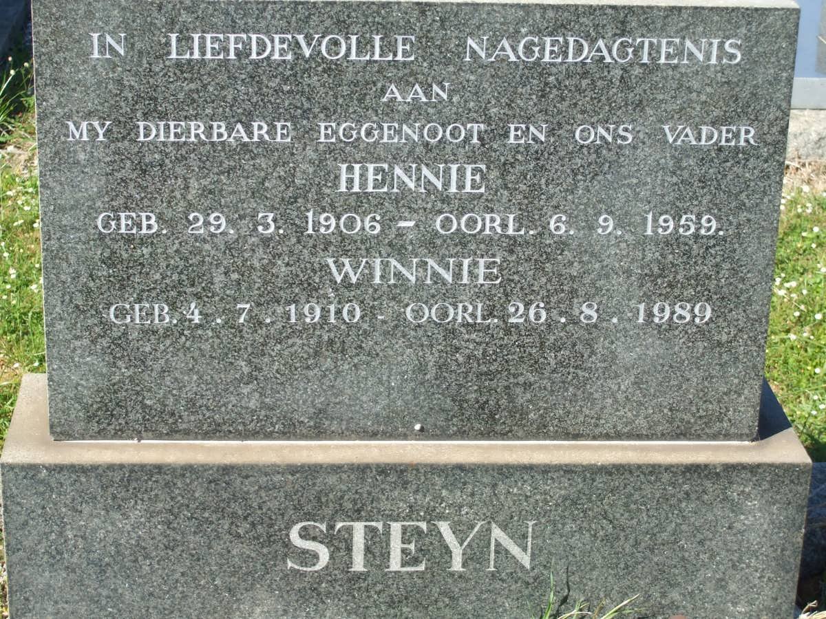 STEYN Hennie 1906-1959 &amp; Winnie 1910-1989
