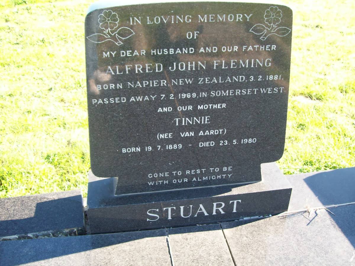 STUART Alfred John Fleming 1881-1969 &amp; Tinnie VAN AARDT 1889-1980