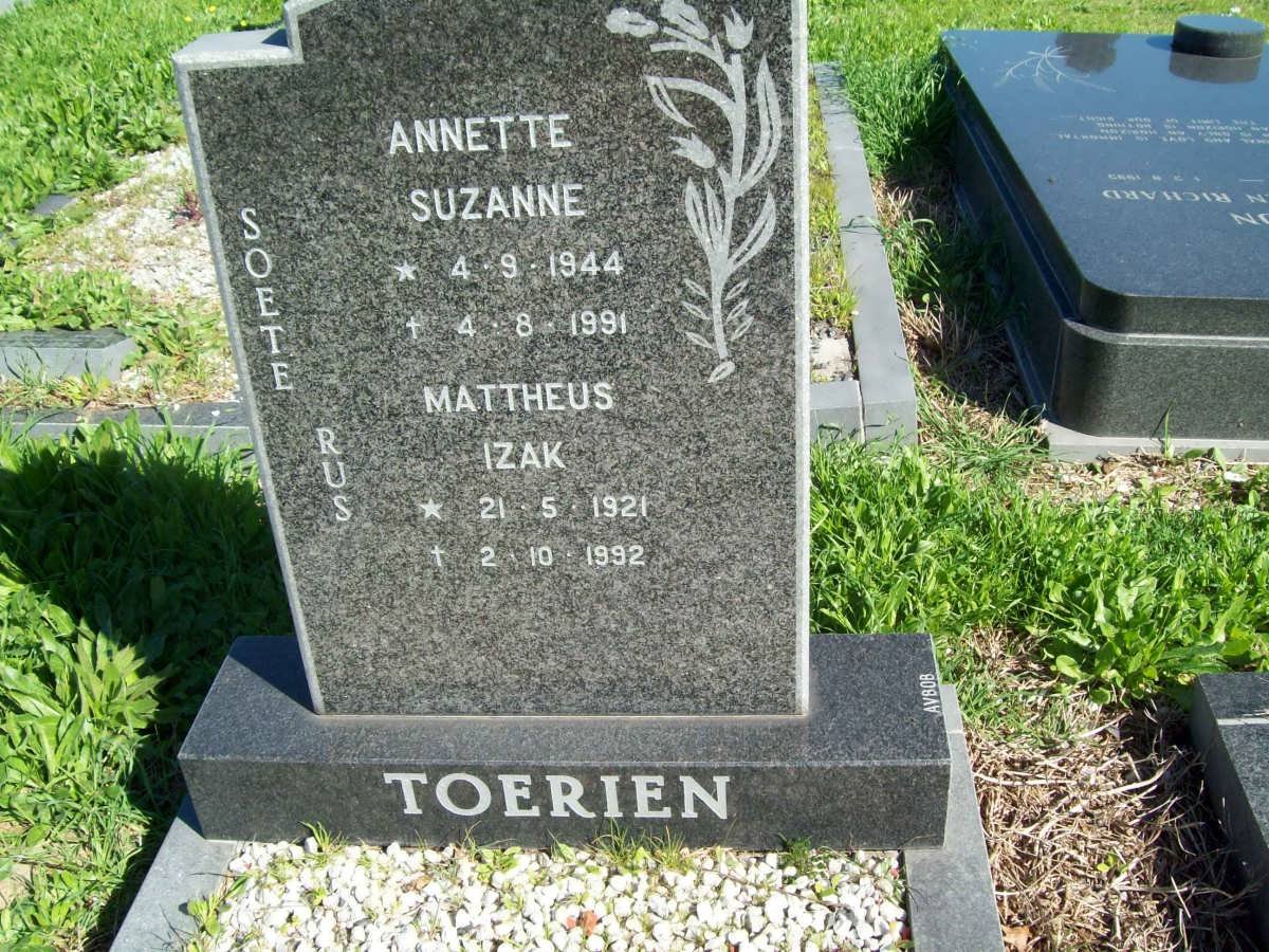 TOERIEN Mattheus Izak 1921-1992 :: TOERIEN Annette Suzette 1944-1991