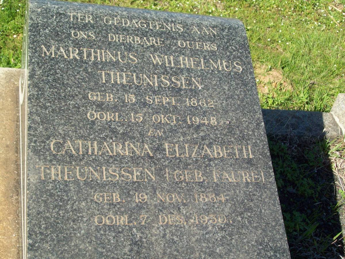 THEUNISSEN Marthinus Wilhelmus 1862-1948 &amp; Catharina Elizabeth FAURE 1864-1930
