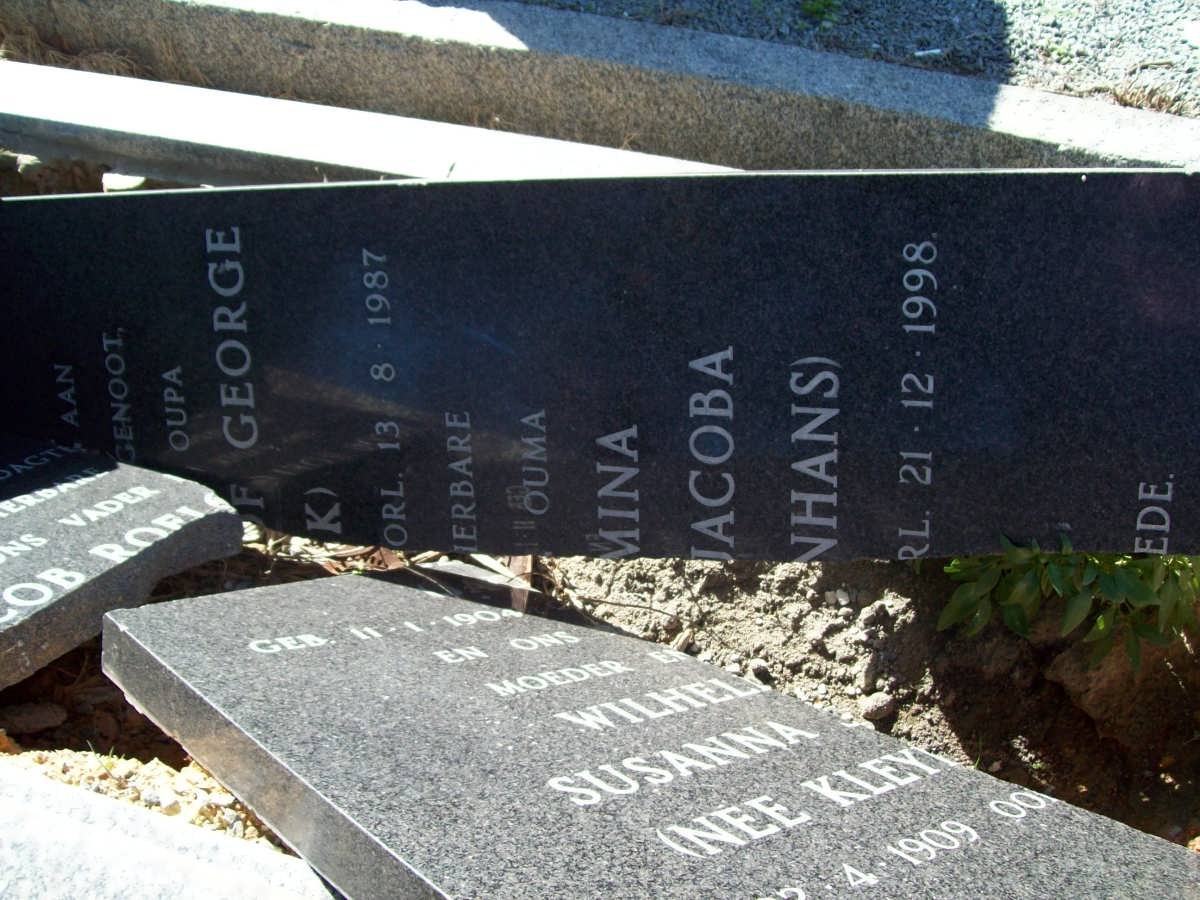 TOIT Jacob Roelf George, du 1904-1987 &amp; Wilhelmina Susanna Jacoba KLEYNHANS 1909-1998