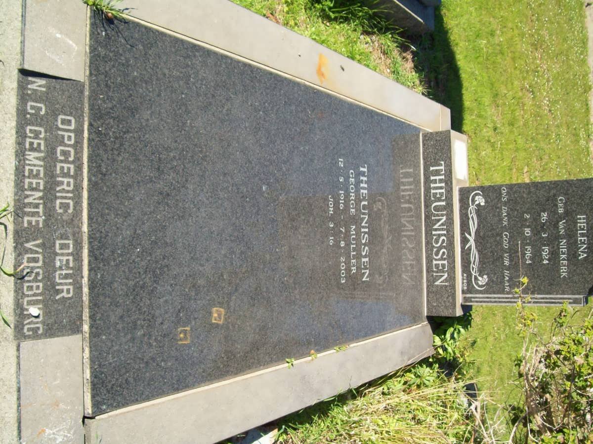 THEUNISSEN George Muller 1916-2003 &amp; Helena VAN NIEKERK 1924-1964
