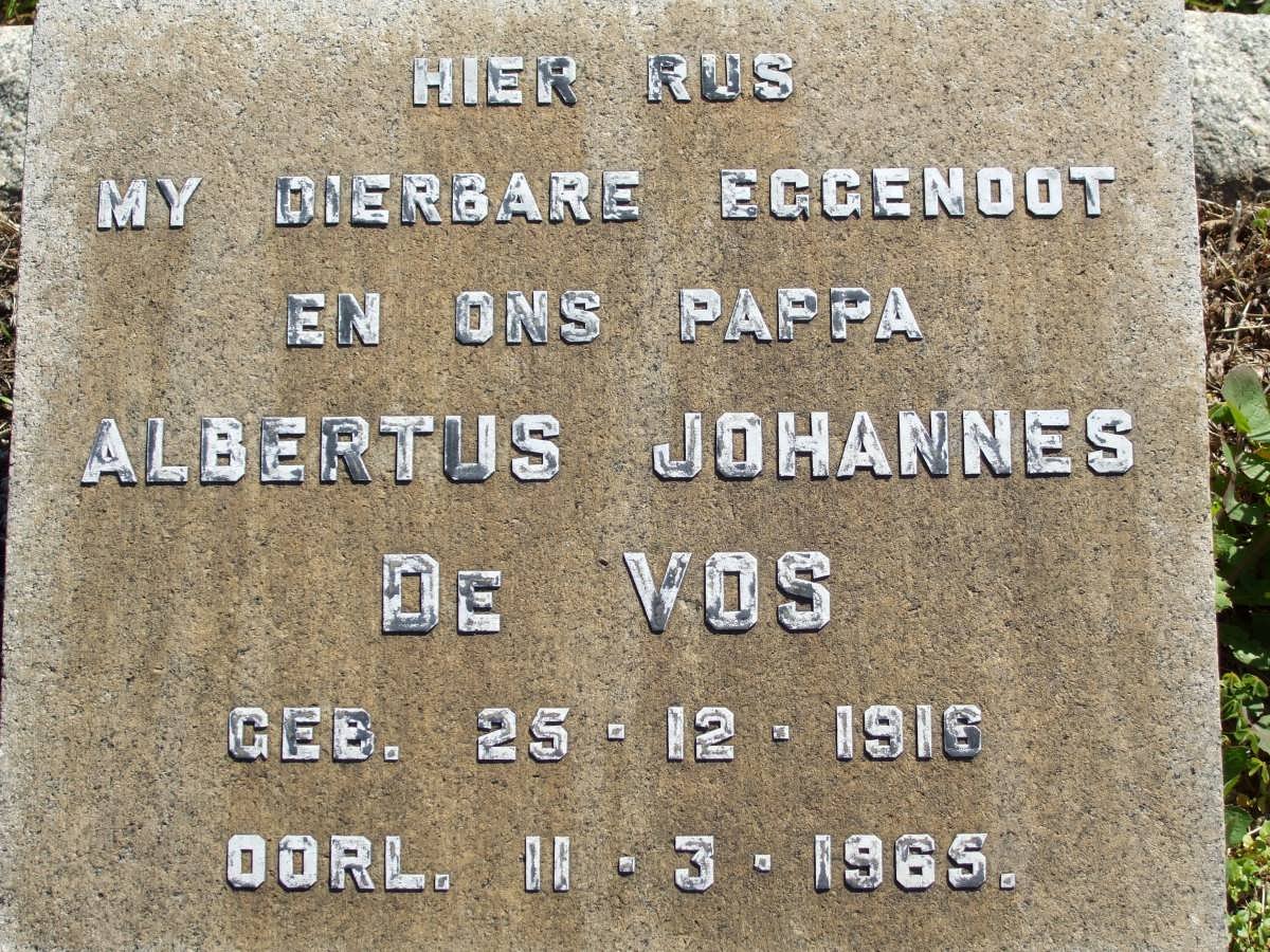 VOS Albertus Johannes, de 1916-1965