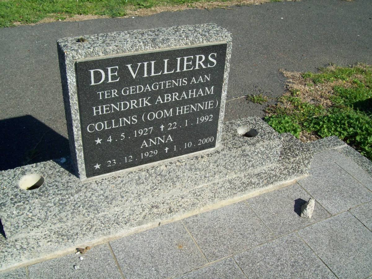 VILLIERS Hendrik Abraham Collins, de 1927-1992 &amp; Anna 1929-2000