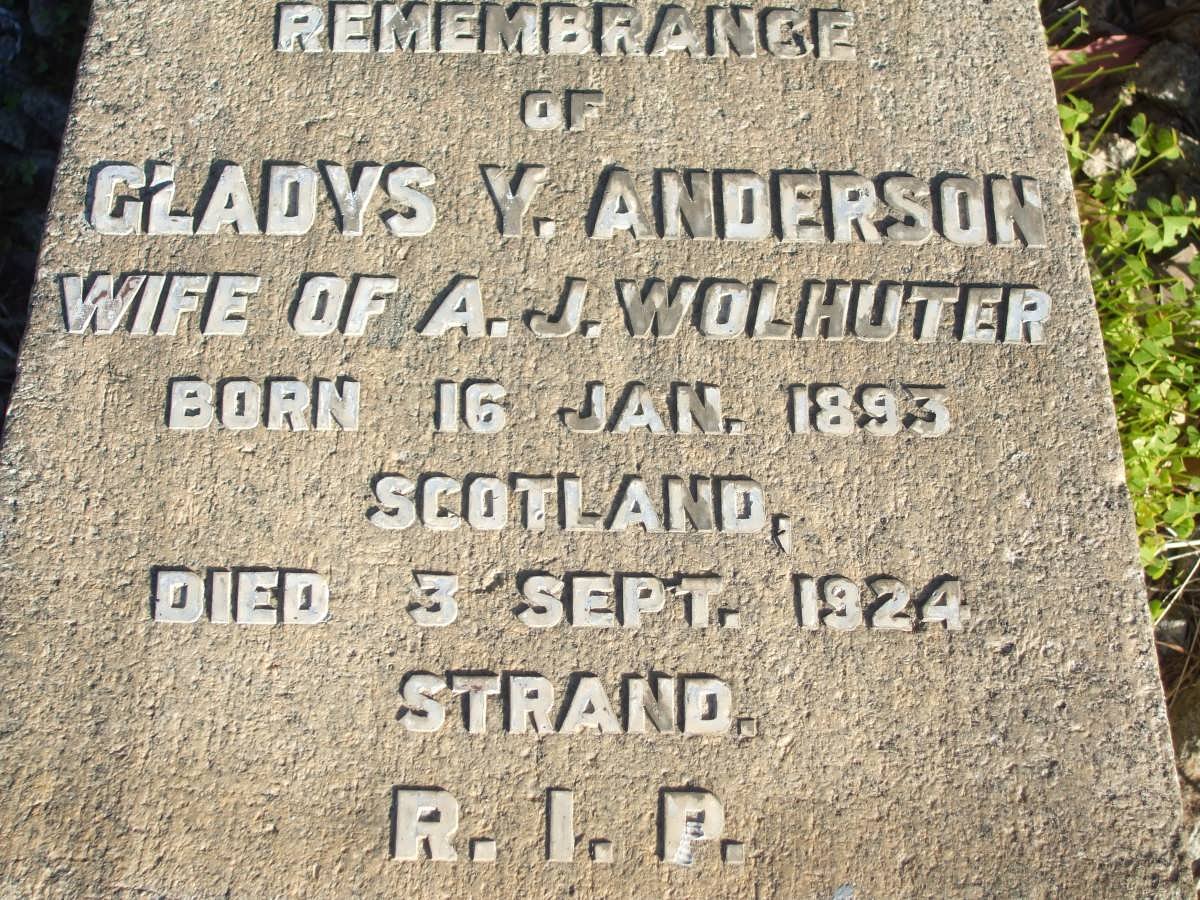 WOLHUTER Gladys Y. nee ANDERSON 1893-1934