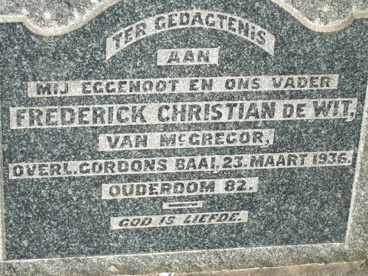 WIT Frederick Christian, de -1936