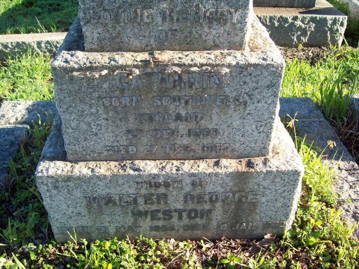 WESTON Walter George 18?-1932 &amp; Catharine 1895-1957