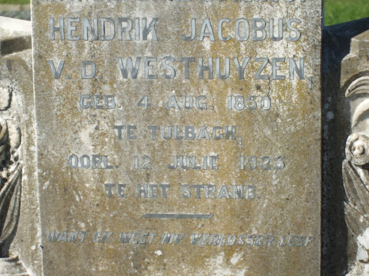 WESTHUYZEN Hendrik Jacobus, v.d. 1850-1925